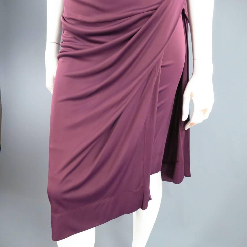 VIVIENNE WESTWOOD Red Label Size L Plum Draped Viscose Long Sleeved Dress In New Condition In San Francisco, CA