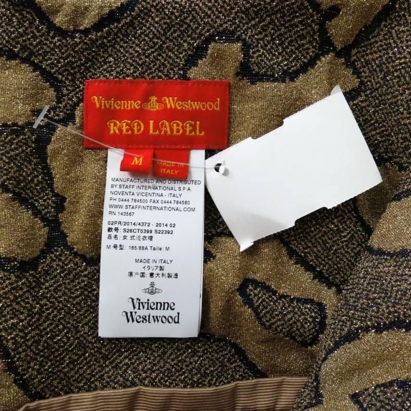 VIVIENNE WESTWOOD Red Label Size M Gold Leopard Lurex Asymmetrical Drape Dress 6