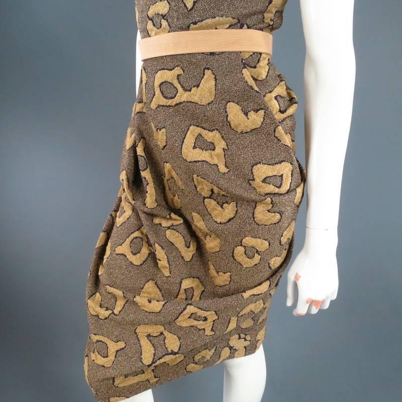 VIVIENNE WESTWOOD Red Label Size M Gold Leopard Lurex Asymmetrical Drape Dress 3