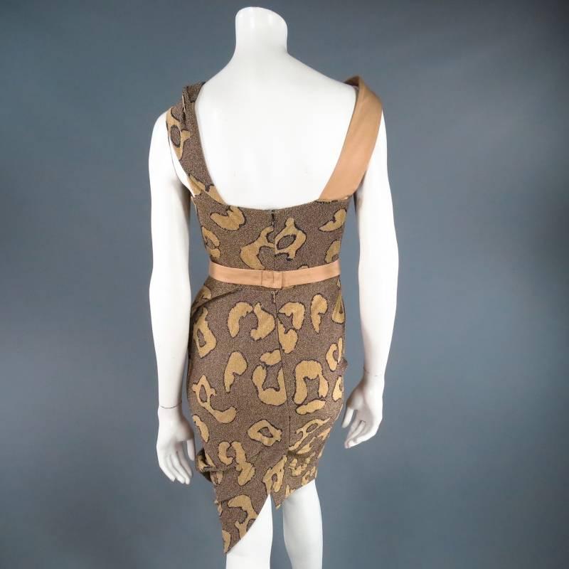 Women's VIVIENNE WESTWOOD Red Label Size M Gold Leopard Lurex Asymmetrical Drape Dress