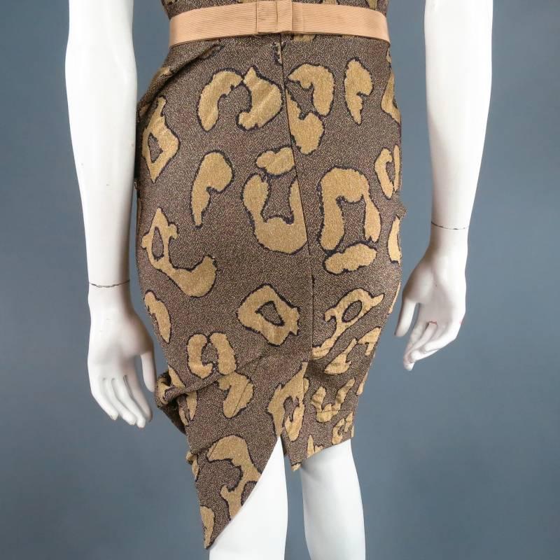 VIVIENNE WESTWOOD Red Label Size M Gold Leopard Lurex Asymmetrical Drape Dress 4