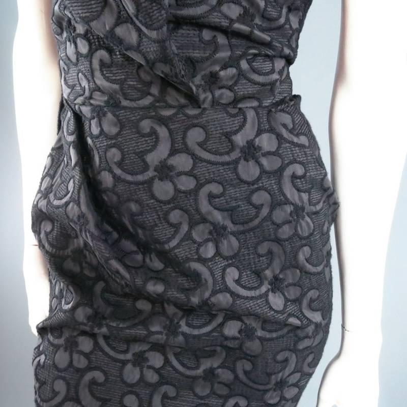 Women's VIVIENNE WESTWOOD Anglomania Size 6 Black Brocade Textured Draped Cocktail Dress
