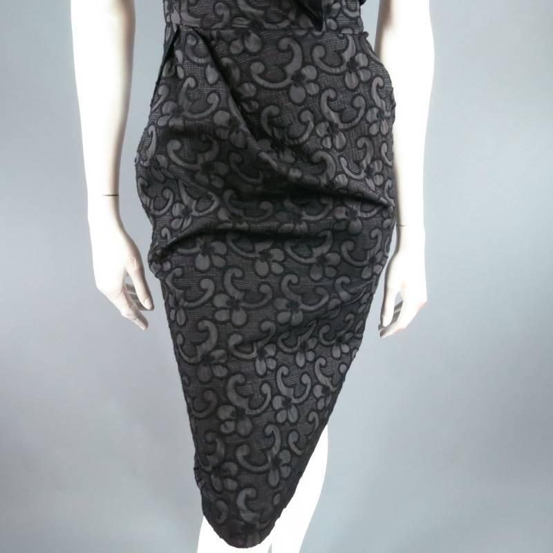 VIVIENNE WESTWOOD Anglomania Size 6 Black Brocade Textured Draped Cocktail Dress 1