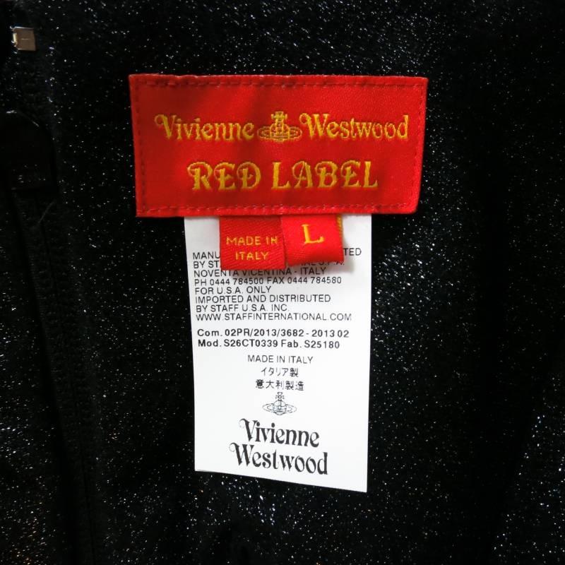Women's VIVIENNE WESTWOOD Red Label Size L Black Sparkle Lurex Draped Cocktail Dress