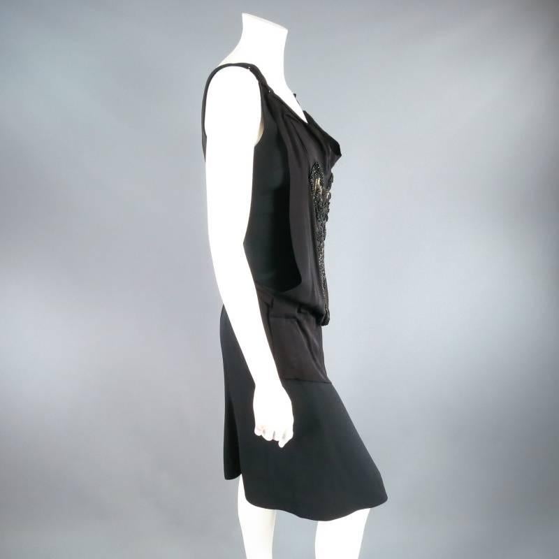 VIVIENNE WESTWOOD Red Label Size 6 Black Beaded Chiffon Overlay Cocktail Dress 1