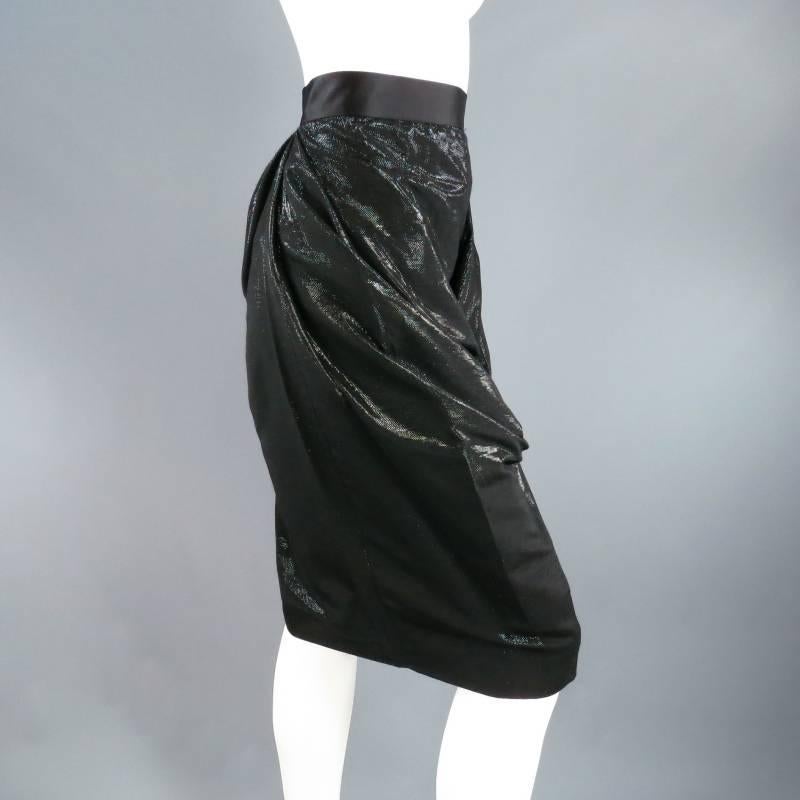 VIVIENNE WESTWOOD Red Label Size 6 Black Sparkle Draped Pancil Skirt In New Condition In San Francisco, CA