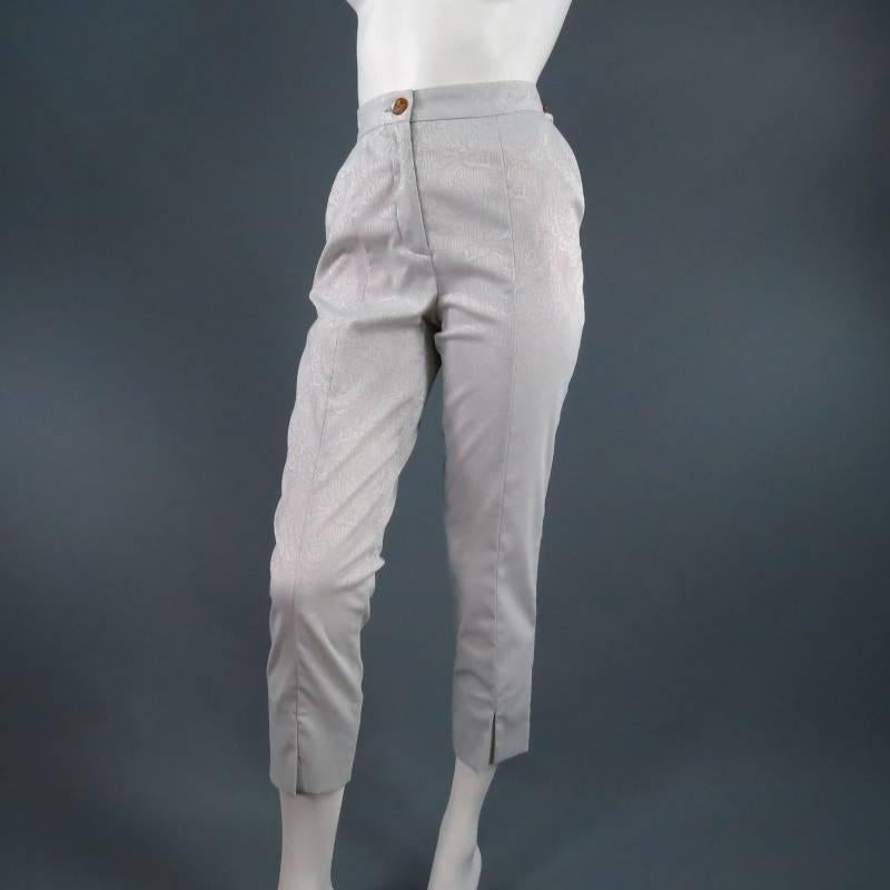 VIVIENNE WESTWOOD Red Label Size 8 Silver Brocade Dress Pants In New Condition In San Francisco, CA