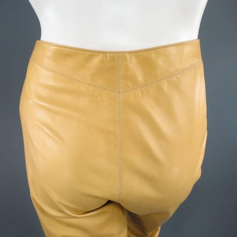 RALPH LAUREN Black Label Size 10 Tan Leather Straight Leg Dress Pants 3