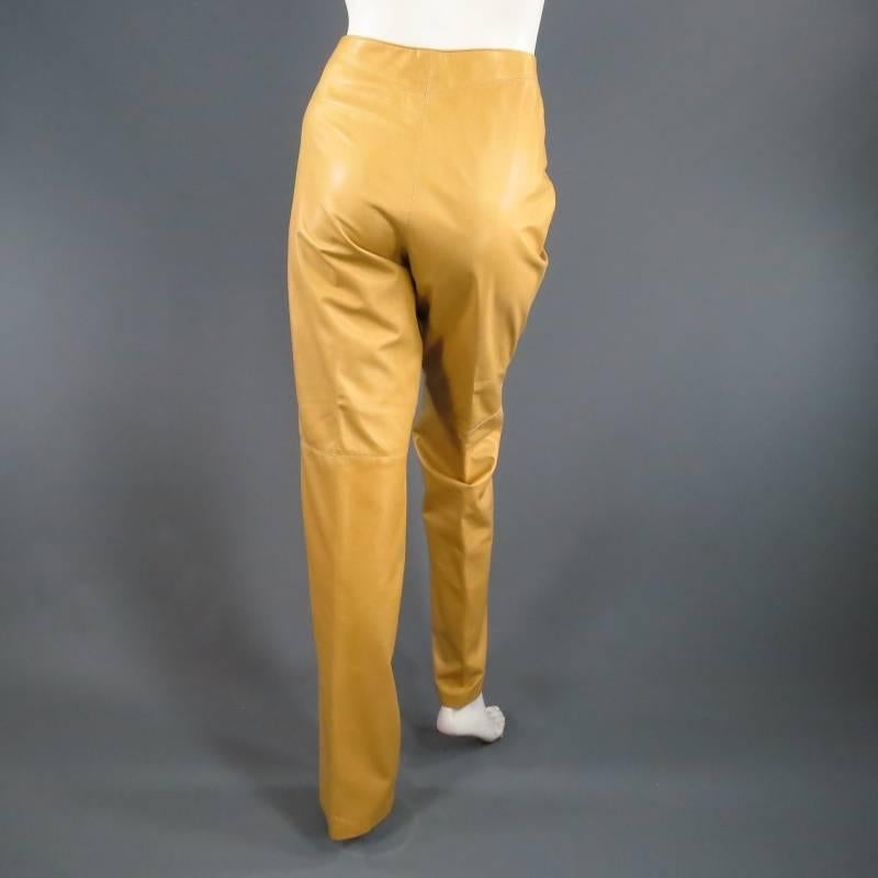 RALPH LAUREN Black Label Size 10 Tan Leather Straight Leg Dress Pants 4