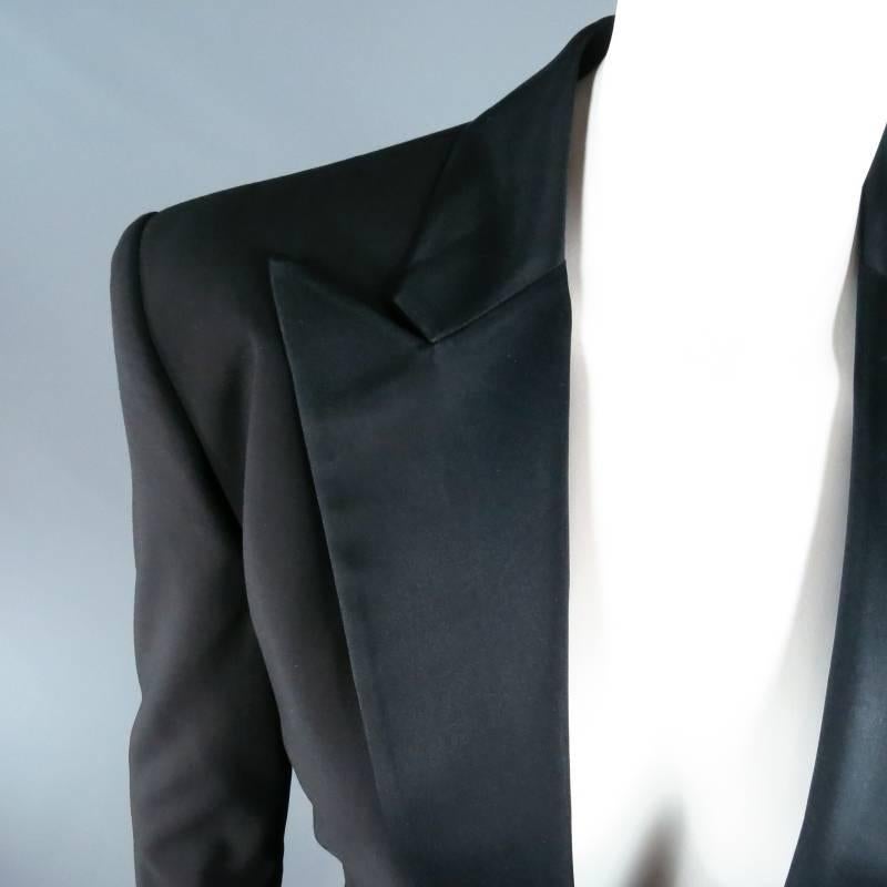 Women's RALPH LAUREN Black Label Size 10 Black Wool Peak Lapel Tuxedo
