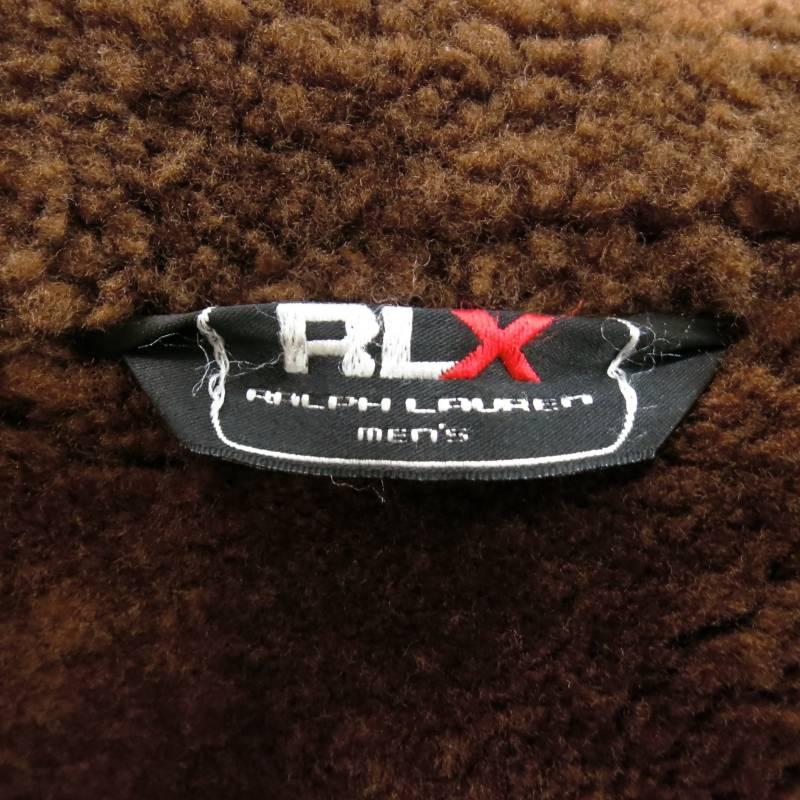 RLX by RALPH LAUREN Mens 42 Metallic Silver Leather Brown Sharling Collar Jacket 2