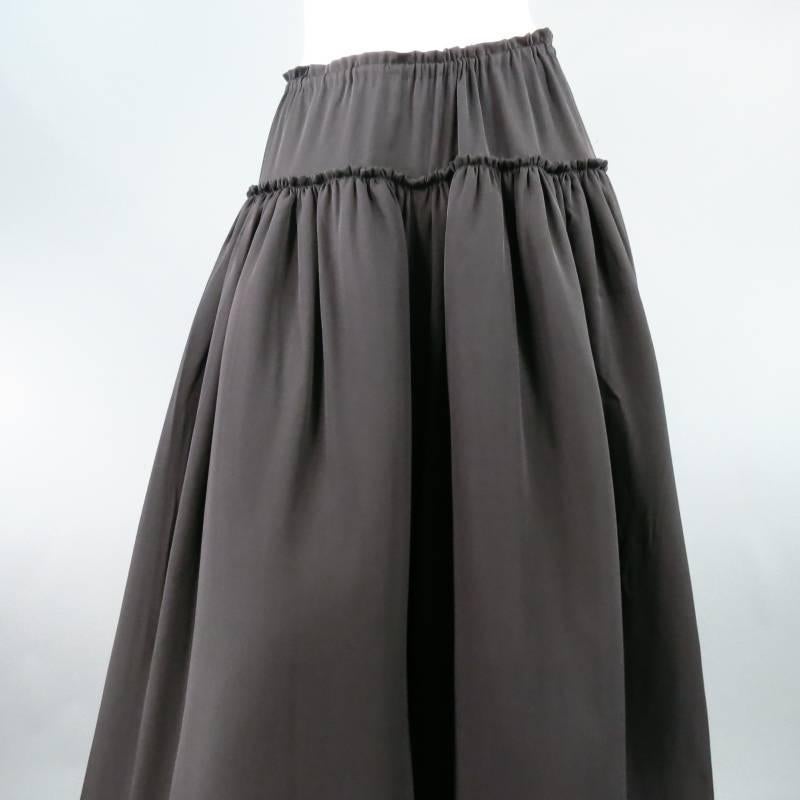 YOHJI YAMAMOTO Size M Black Silk Stuffed Extreme Wide Leg Drop Crotch Pants 4