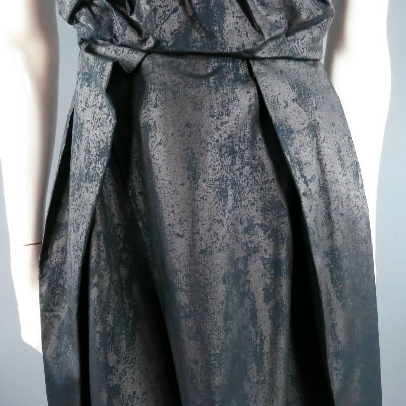 Women's VIVIENNE WESTWOOD Anglomania Size 6 Shiny Black Marble Pleated Cocktail Dress