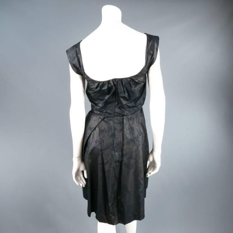 VIVIENNE WESTWOOD Anglomania Size 6 Shiny Black Marble Pleated Cocktail Dress 3