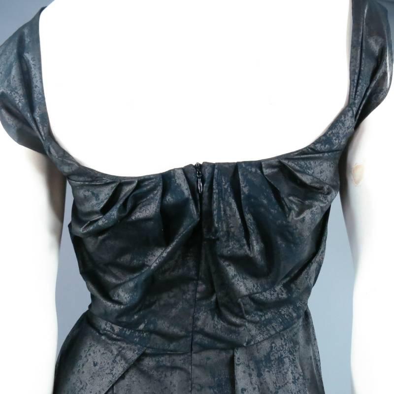 VIVIENNE WESTWOOD Anglomania Size 6 Shiny Black Marble Pleated Cocktail Dress 4