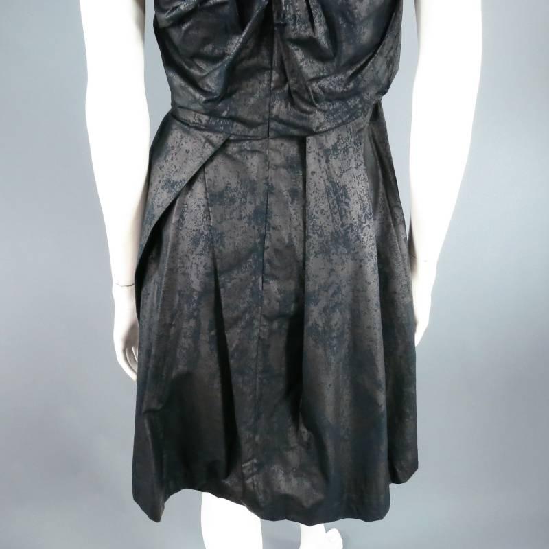 VIVIENNE WESTWOOD Anglomania Size 6 Shiny Black Marble Pleated Cocktail Dress 5