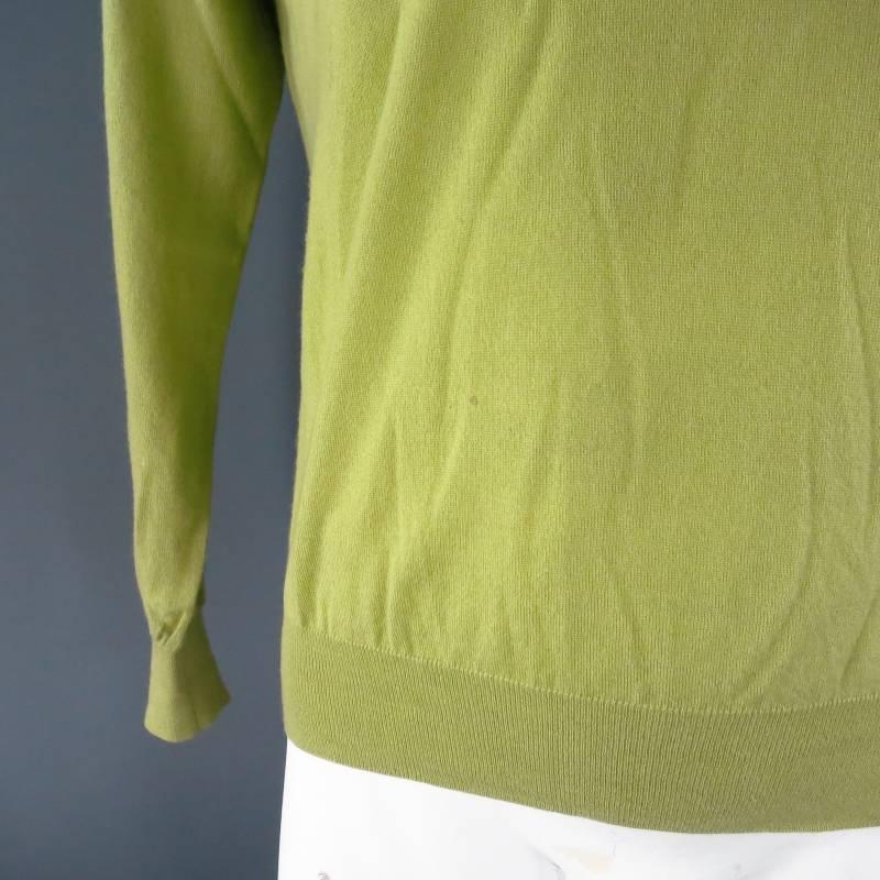 Brown LORO PIANA Size M Green Cashmere V-Neck Pullover