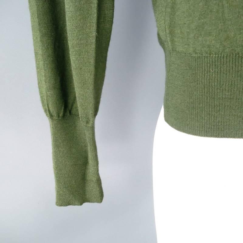 Gray LORO PIANA Size S Forest Green Collared Cashmere / Silk Pullover Polo