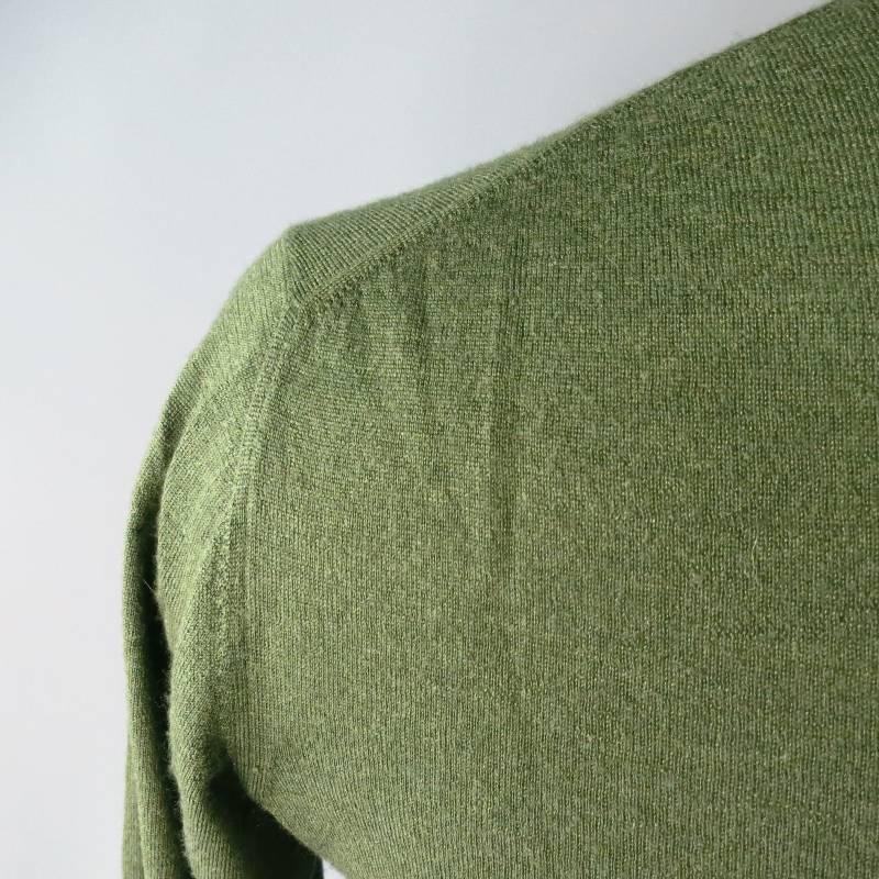 Men's LORO PIANA Size S Forest Green Collared Cashmere / Silk Pullover Polo