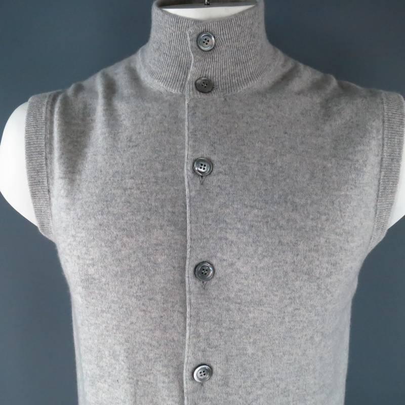 BRUNELLO CUCINELLI Size L Light Gray Cashmere Sweater Vest In Excellent Condition In San Francisco, CA