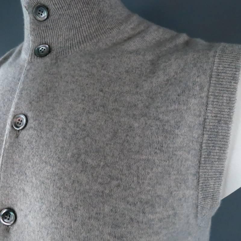 BRUNELLO CUCINELLI Size L Light Gray Cashmere Sweater Vest 3