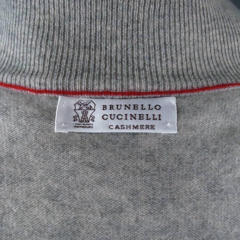 BRUNELLO CUCINELLI Size L Light Gray Cashmere Sweater Vest 1