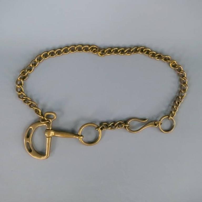 RALPH LAUREN Collection Equestrian Gold Tone Brass Horsebit Belt at 1stDibs  | ralph lauren equestrian belt, brass horse bit