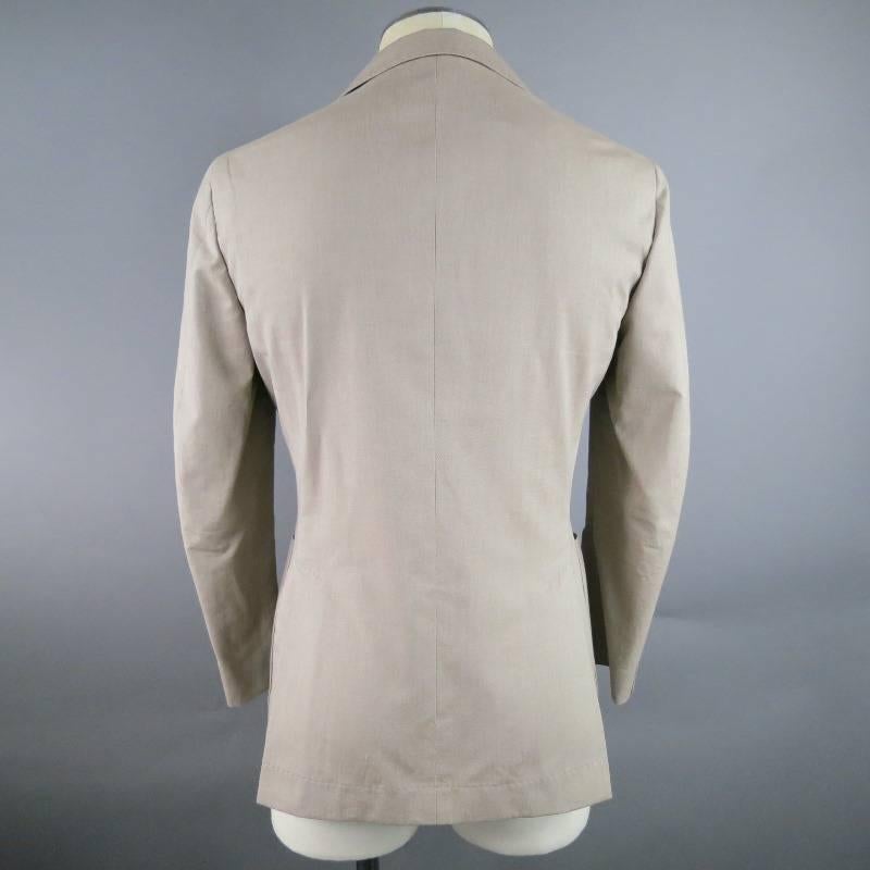 BRUNELLO CUCINELLI Men's 36 Regular Khaki Cotton Peak Lapel Sport Coat In Excellent Condition In San Francisco, CA