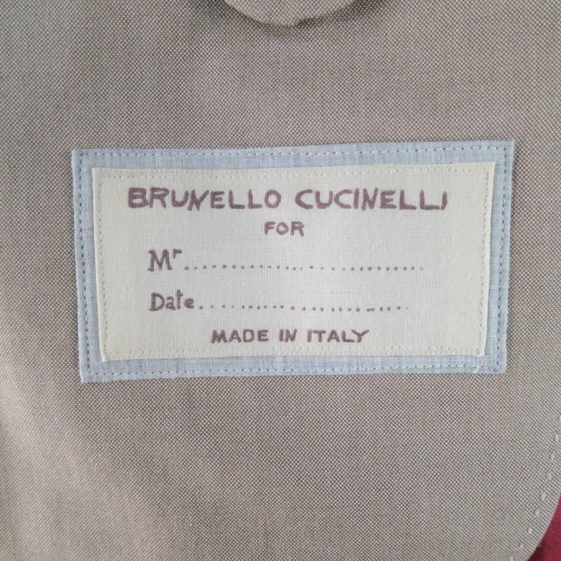 BRUNELLO CUCINELLI Men's 36 Regular Khaki Cotton Peak Lapel Sport Coat 3