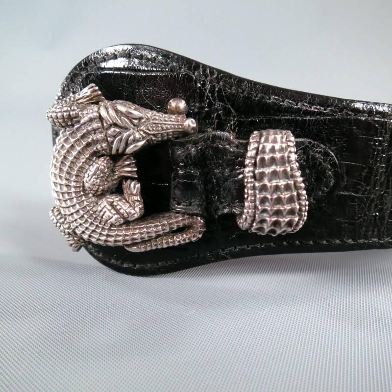 KIESELSTEIN-CORD Sterling Silver .925 Alligator Buckle Bracelet In Excellent Condition In San Francisco, CA