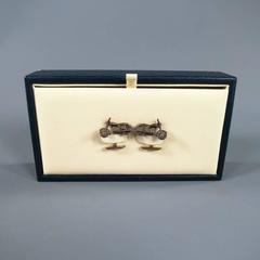 GOURJI Sterling Silver Motorcycle Cuff Links With Red Ruby