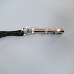 HERMES Black & Silver Whistle Pendant Leather Cord Necklace