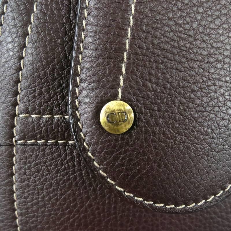 CHRISTIAN DIOR Brown Leather Saddle Shape Shoulder Bag 2