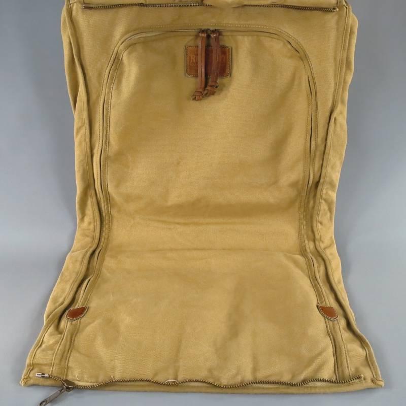 RRL by RALPH LAUREN Olive Khaki Canvas Leather Trim Garment Bag at 