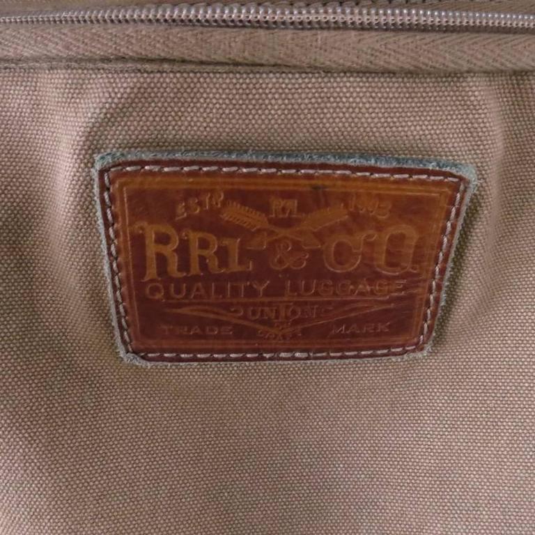 RRL by RALPH LAUREN Olive Khaki Canvas Leather Trim Garment Bag at ...