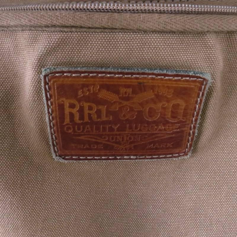 RRL by RALPH LAUREN Olive Khaki Canvas Leather Trim Garment Bag 1