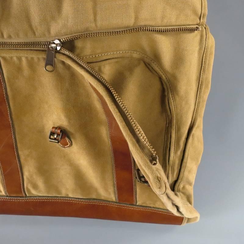 RRL by RALPH LAUREN Olive Khaki Canvas Leather Trim Garment Bag at 1stdibs