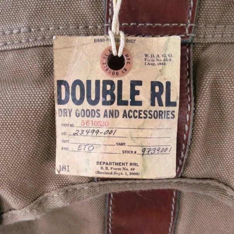 RRL by RALPH LAUREN Olive Khaki Canvas Leather Trim Garment Bag 3