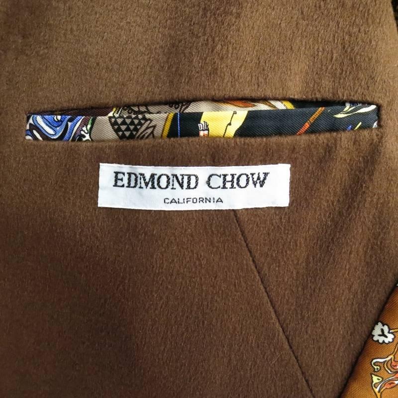 Custom EDMOND CHOW Mens 44 Loro Piana Cashmere Brown Sport Coat w/ Hermes Lining 2