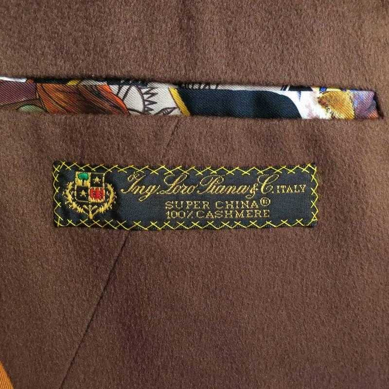 Custom EDMOND CHOW Mens 44 Loro Piana Cashmere Brown Sport Coat w/ Hermes Lining 3