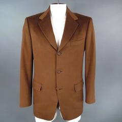 Custom EDMOND CHOW Mens 44 Loro Piana Cashmere Brown Sport Coat w/ Hermes Lining
