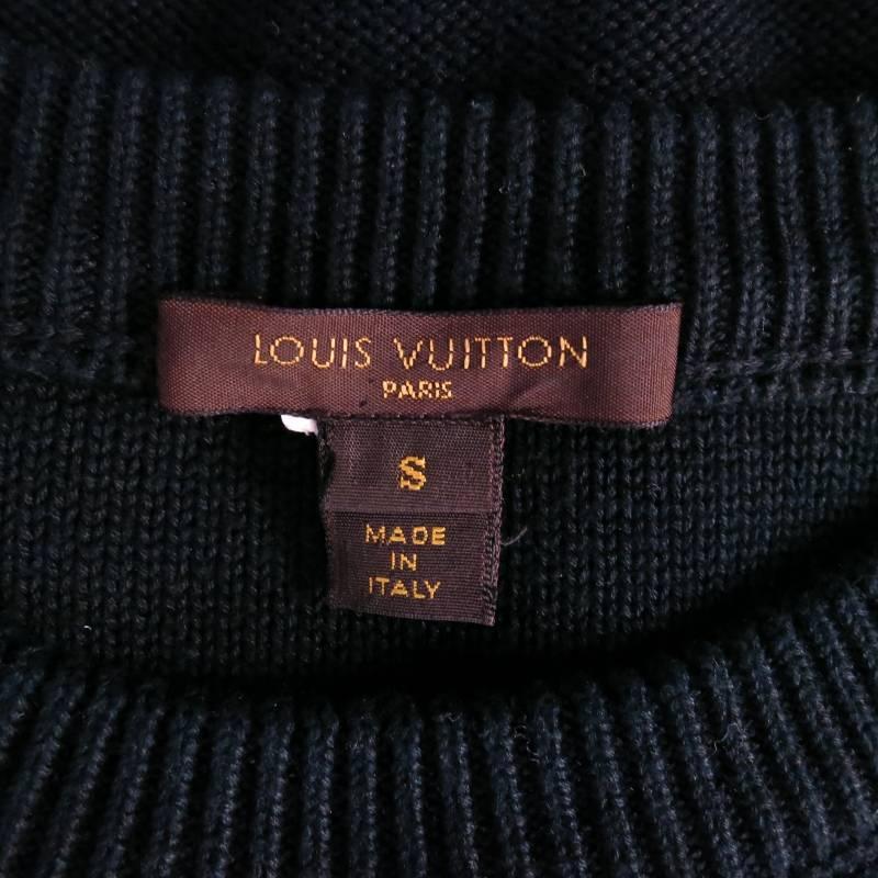 LOUIS VUITTON Size S Black Cotton LV Embossed Logo Pullover 5
