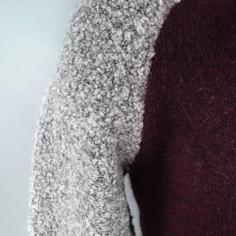 Black NEIL BARRETT Size XL Grey & Burgundy Wool Blend Raglan Sweater