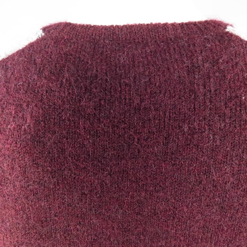 NEIL BARRETT Size XL Grey & Burgundy Wool Blend Raglan Sweater 2