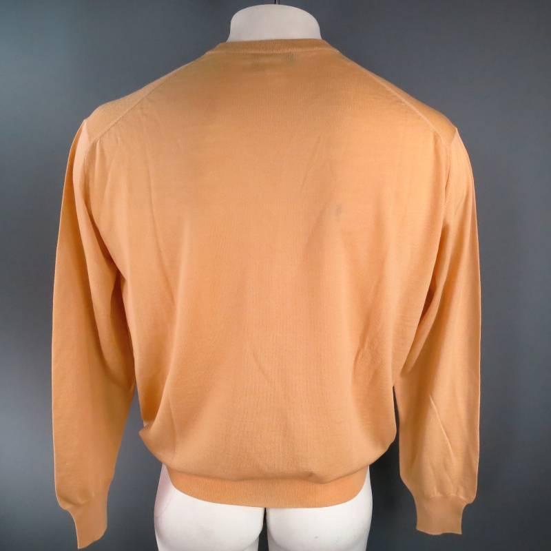Orange Gianni Versace Peach Nude Wool V Neck Pullover Sweater