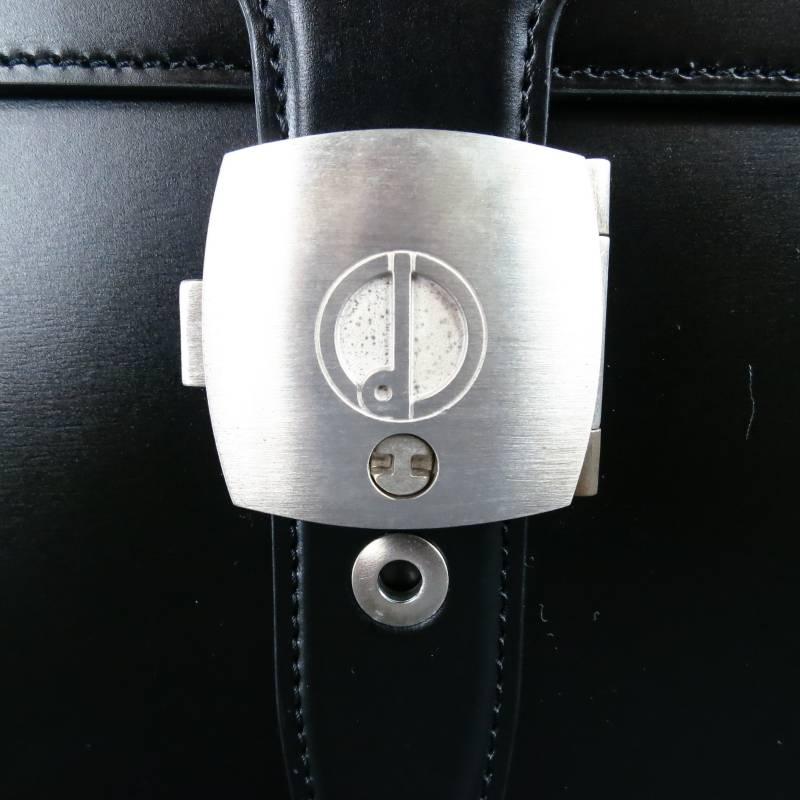 DUNHILL Black Leather Brand New Deadstock Vintage Shoulder Strap Briefcase 2
