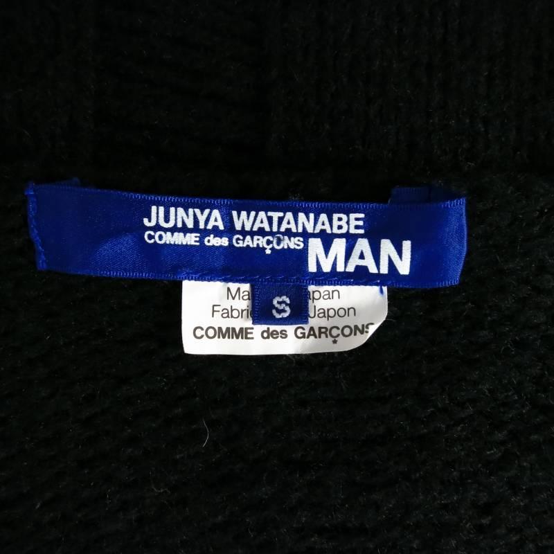 JUNYA WATANABE Size S Black Wool Destroyed V Neck Sweater In Good Condition In San Francisco, CA