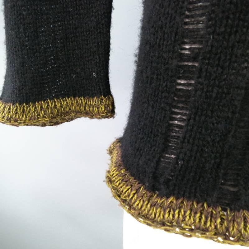 JUNYA WATANABE Size S Black Wool Destroyed V Neck Sweater 4