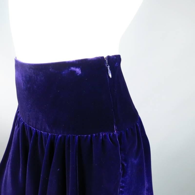 Women's RALPH LAUREN Size 2 Purple Velvet Layered Ruffle Skirt