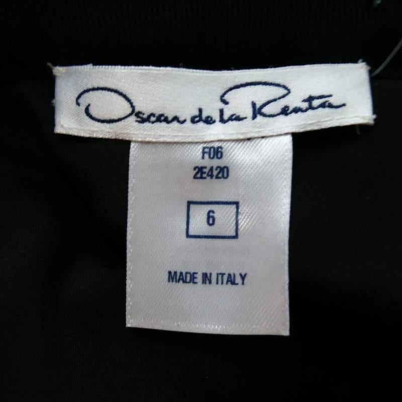 Women's OSCAR DE LA RENTA Size 6 Black Wool / Angora Floral Embellished Skirt 2006